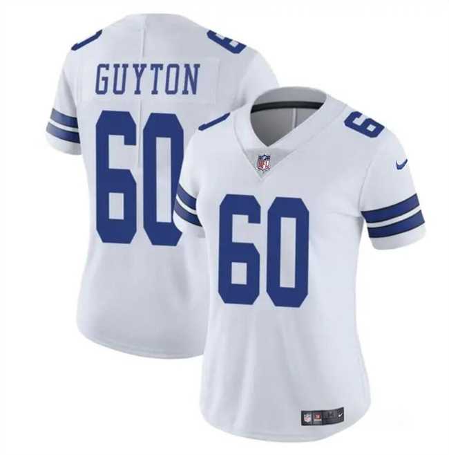 Women%27s Dallas Cowboys #60 Tyler Guyton White 2024 Draft Vapor Limited Stitched Jersey Dzhi->women nfl jersey->Women Jersey